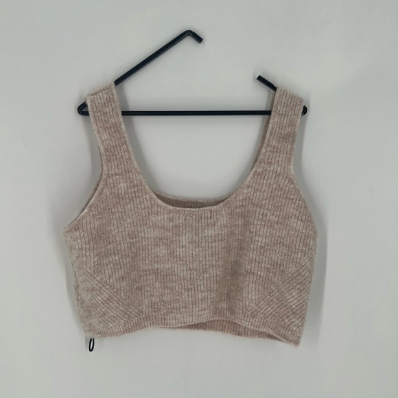 H&M Rib Knit Crop Top In Dark Beige - Picture 5 of 5